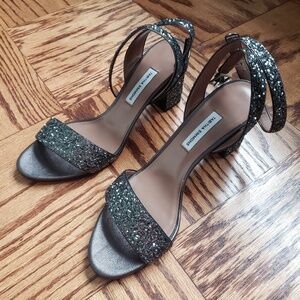 Tabitha Simmons Ankle Strap Gunmetal/Glitter Sandals
